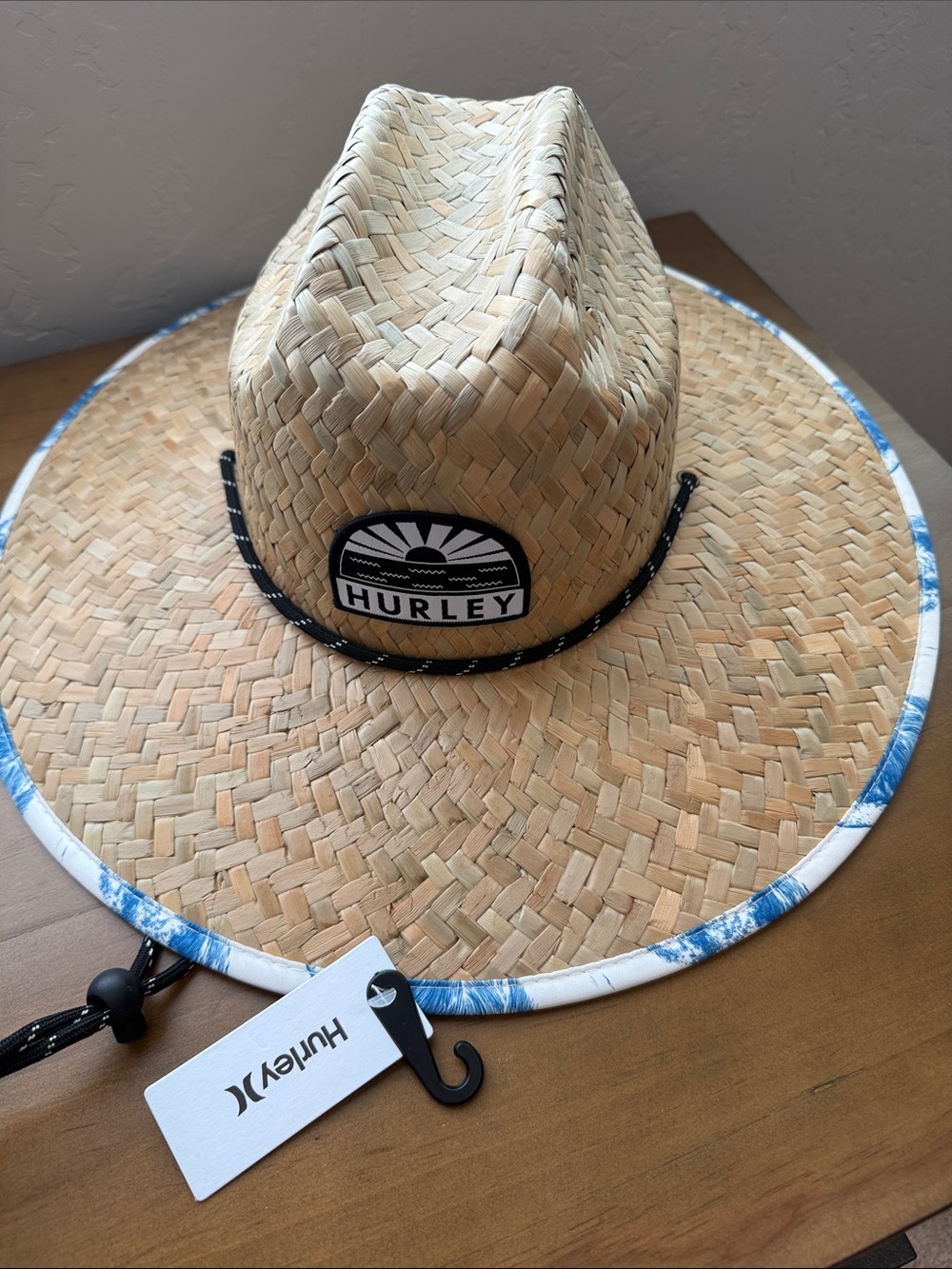 Hurley Horizon Straw Lifeguard Hat Blue Wave Trim